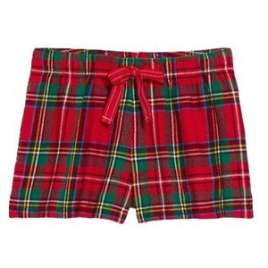 Old Navy Flannel Shorts Red Green Tartan Plaid Family Pajamas Womans L JJ1864